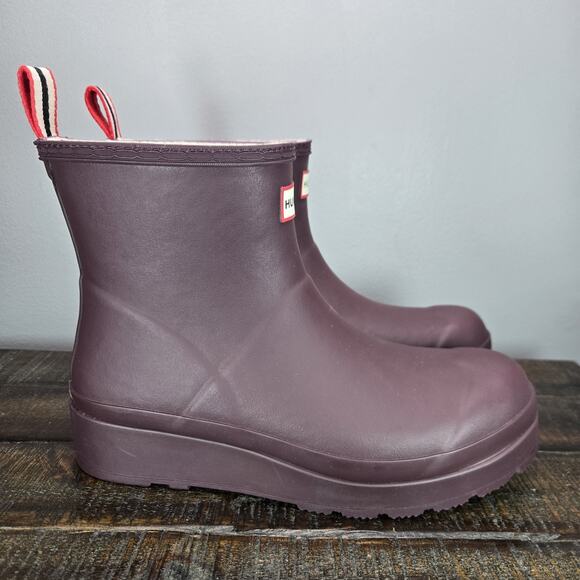 Hunter Play Boots Short Womens Size 10 Rain Boots Insulated Warm Waterproof Red - Picture 1 of 11